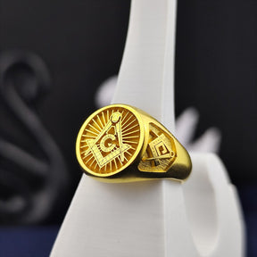 Master Mason Blue Lodge Ring - S&C G Various Materials & Customizable - Bricks Masons