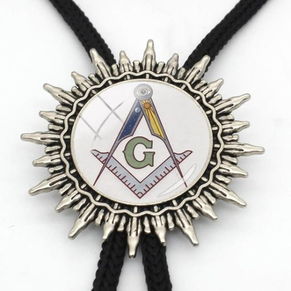 Master Mason Blue Lodge Bolo Tie - Square and Compass G - Bricks Masons