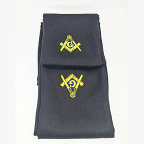 Master Mason Blue Lodge Scarf - Black Embroidery Cashmere