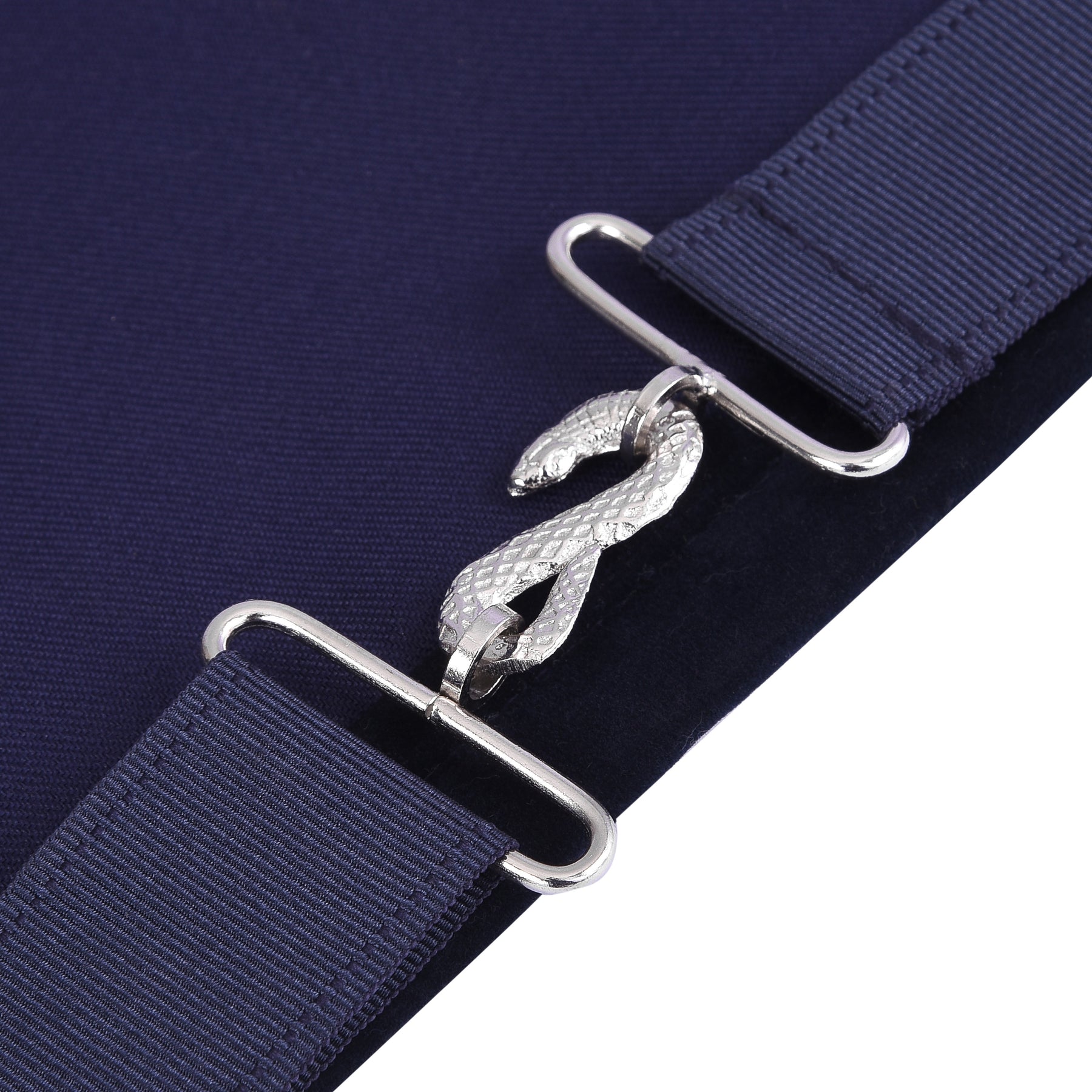 Junior Steward Blue Lodge Officer Apron - Navy Velvet With Silver Embroidery Thread - Bricks Masons