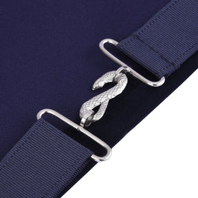 Junior Steward Blue Lodge Officer Apron - Navy Velvet With Silver Embroidery Thread - Bricks Masons