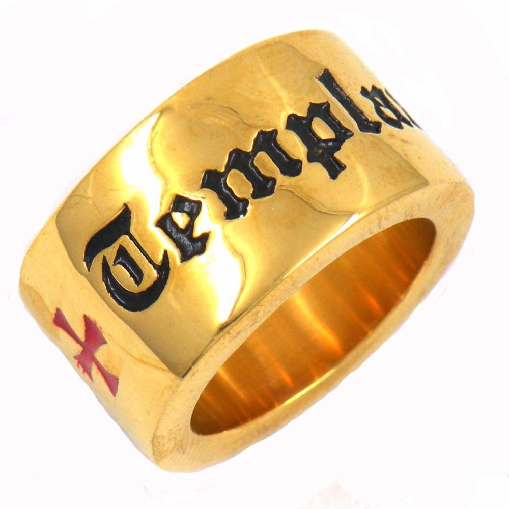 Knights Templar Ring - Cross Golden - Bricks Masons