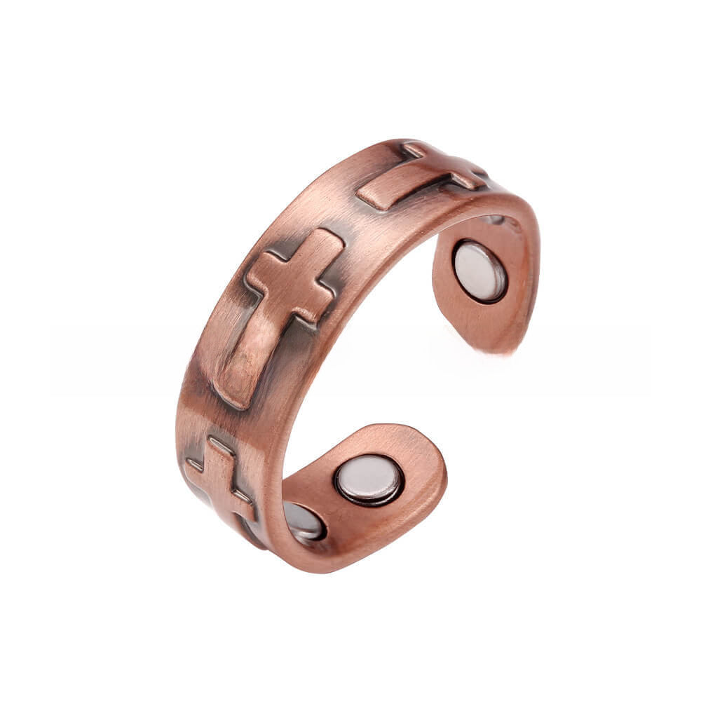 Knights Templar Commandery Ring - Red Copper Magnetic Cross Ring - Bricks Masons