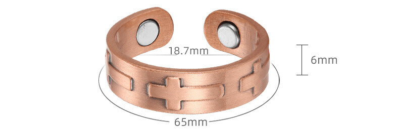 Knights Templar Commandery Ring - Red Copper Magnetic Cross Ring - Bricks Masons