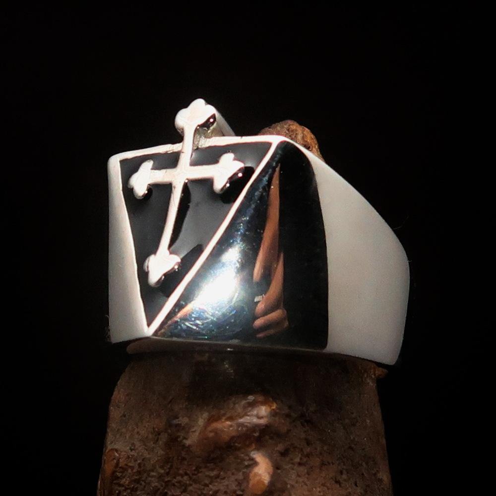 Knights Templar Ring - Silver Cross Sterling Silver - Bricks Masons