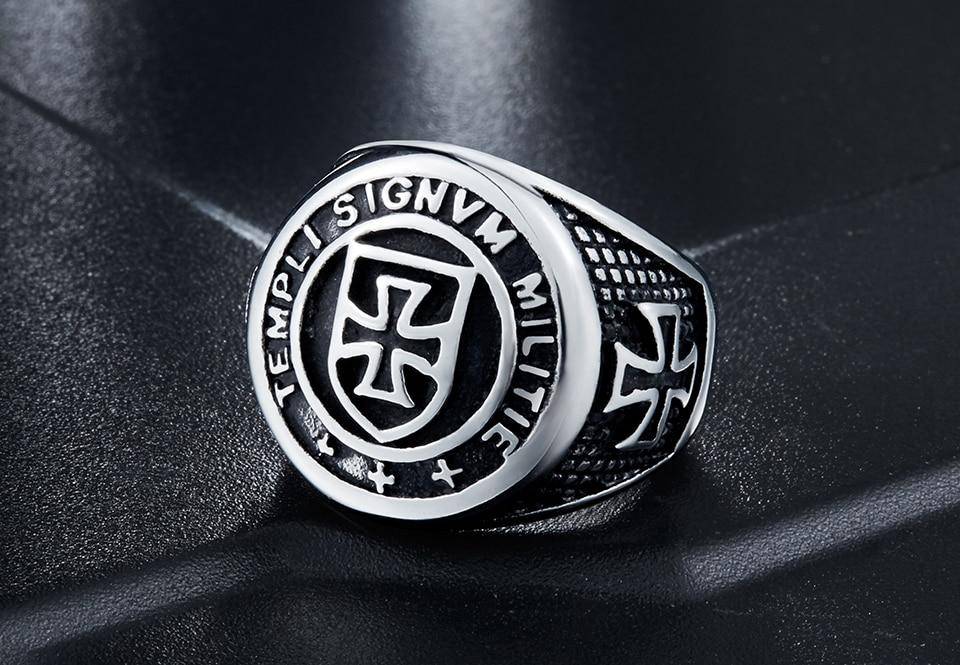 Knights Templar Ring - TEMPLI SIGNVM MILITIE Silver - Bricks Masons