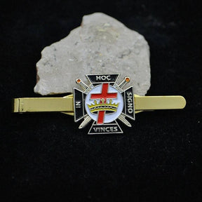 Knights Templar Tie Bar - Classic Cross Crown Gold - Bricks Masons