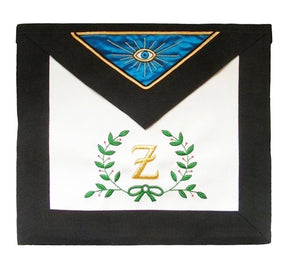 4th Degree Scottish Rite Apron - White, Royal Blue with Black Moire