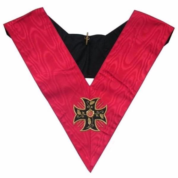 18th Degree Scottish Rite Collar - Pink Moire Inward-Patted Templar Cross