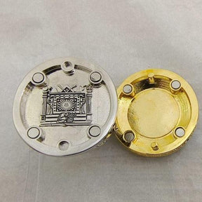 Master Mason Blue Lodge Ring - Sterling Silver 18k Yellow Gold Plated Face - Bricks Masons