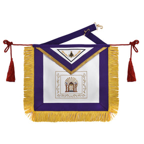 Master Mason Blue Lodge Apron - Purple Ribbon With Machine Embroidery Bullion And Tassels - Bricks Masons