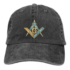 Master Mason Blue Lodge Baseball Cap - Blue & Gold Square Compass - Bricks Masons