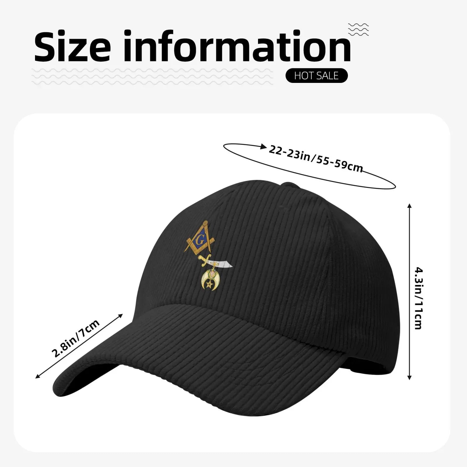 Master Mason Blue Lodge Baseball Cap - Shriners Adjustable Plain Cap - Bricks Masons