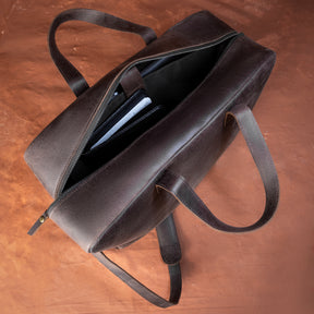 Master Mason Blue Lodge Briefcase - Dark Brown Cow Leather - Bricks Masons