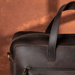 Master Mason Blue Lodge Briefcase - Dark Brown Cow Leather - Bricks Masons