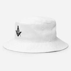 Master Mason Blue Lodge Bucket Hat - White 100% Cotton - Bricks Masons