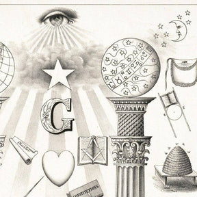 Master Mason Blue Lodge Canvas - Chart Black and White - Bricks Masons