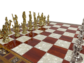 Master Mason Blue Lodge Chess Set - Wood Mosaic Pattern - Bricks Masons