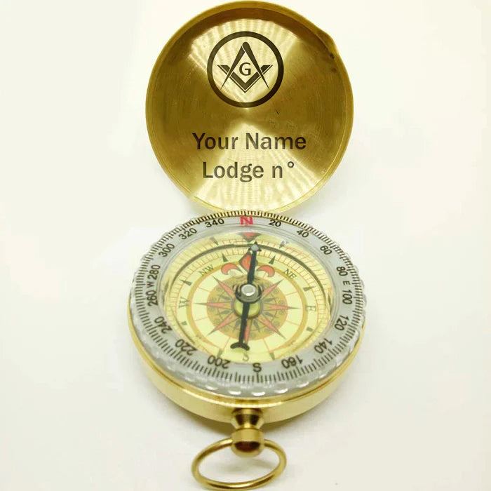 Master Mason Blue Lodge Compass - Gold Plating With Personalization - Bricks Masons