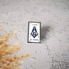 Master Mason Blue Lodge Lapel Pin - I Live By These - Bricks Masons