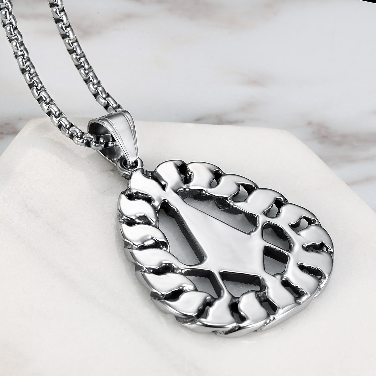 Master Mason Blue Lodge Necklace - Silver Stainless Steel Pendant - Bricks Masons