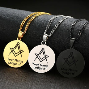 Master Mason Blue Lodge Necklace - Various Stainless Steel Colors - Bricks Masons