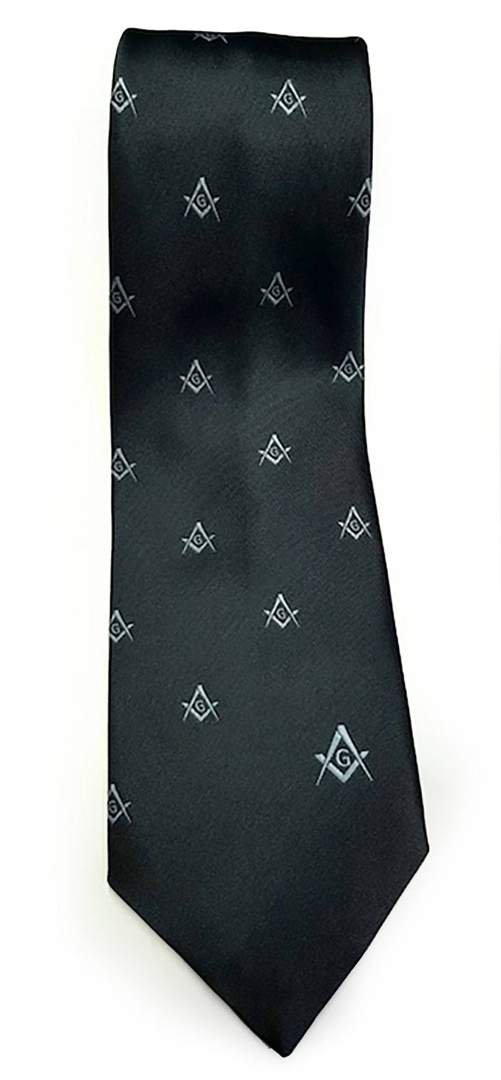 Master Mason Blue Lodge Necktie - Green with Square & Compass G - Bricks Masons