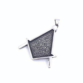 Master Mason Blue Lodge Pendant - Silver Titanium Steel Black Stone - Bricks Masons