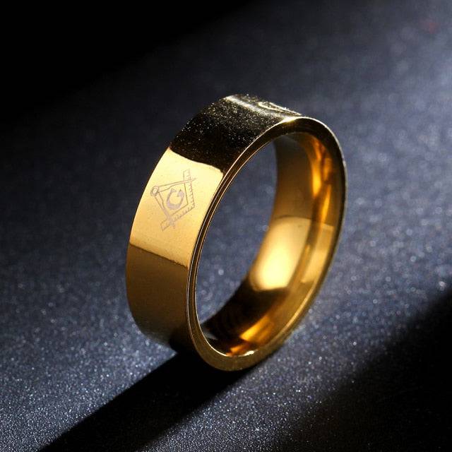 Master Mason Blue Lodge Ring - Square Compass G (Silver/Gold/Black) - Bricks Masons