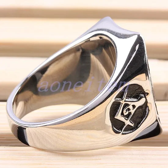 Master Mason Blue Lodge Ring - Stainless Steel & Black - Bricks Masons