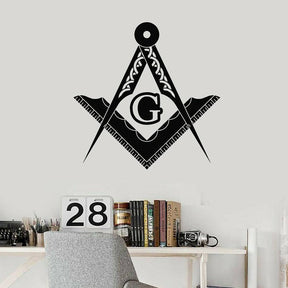 Master Mason Blue Lodge Sticker Decal - Square and Compass G Wall - Bricks Masons
