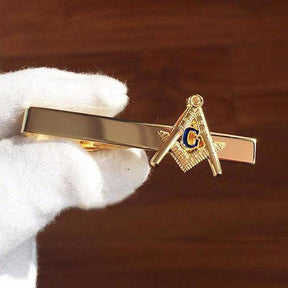 Master Mason Blue Lodge Tie Clip - Gold With Blue G - Bricks Masons