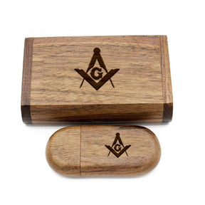 Master Mason Blue Lodge USB Flash Drives - Various Wood Colors - Bricks Masons