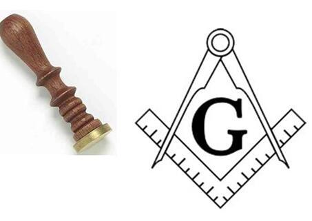 Master Mason Blue Lodge Wax Seal - Square Compass G Deluxe Wood Handle - Bricks Masons