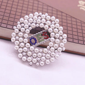 OES Brooch - Order Eastern Star Pearls - Bricks Masons