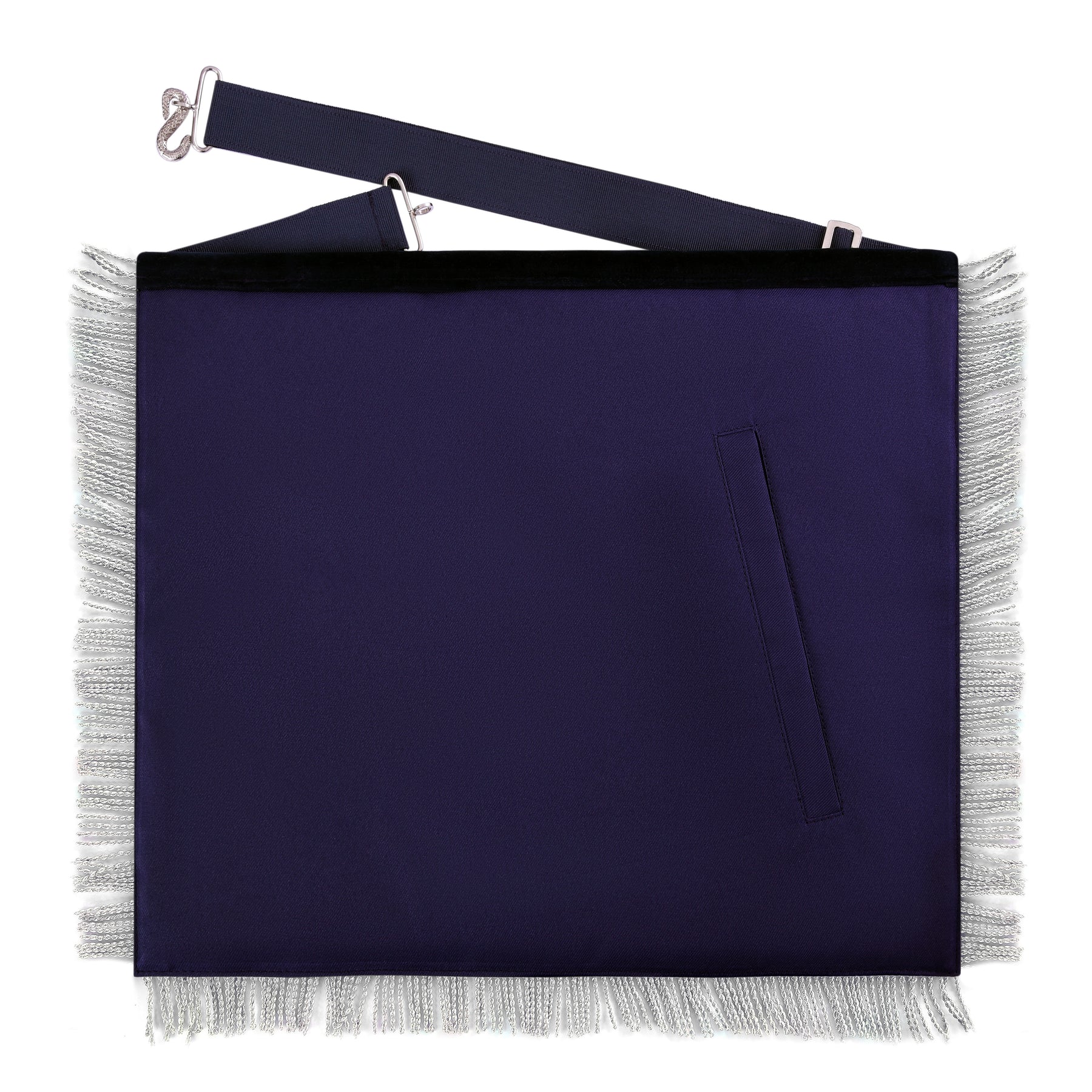 Organist Blue Lodge Officer Apron - Dark Blue With Silver Hand Embroidery Bullion - Bricks Masons