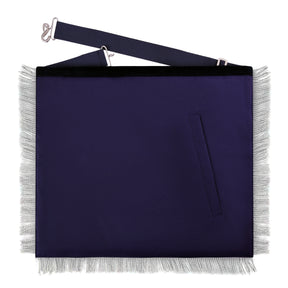 Organist Blue Lodge Officer Apron - Dark Blue With Silver Hand Embroidery Bullion - Bricks Masons