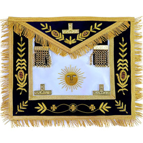 Past Master Blue Lodge Apron - Gold Sun & Vinework - Bricks Masons