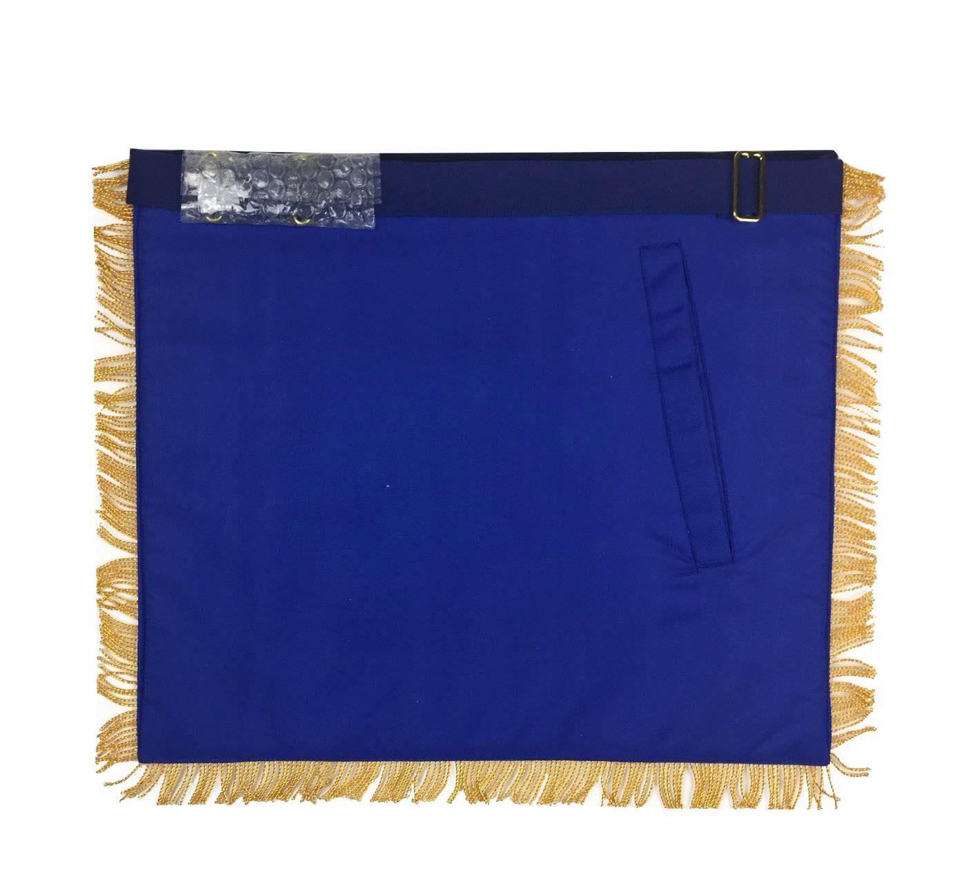 Past Master Blue Lodge Apron - Royal Blue Velvet Hand Embroidery - Bricks Masons