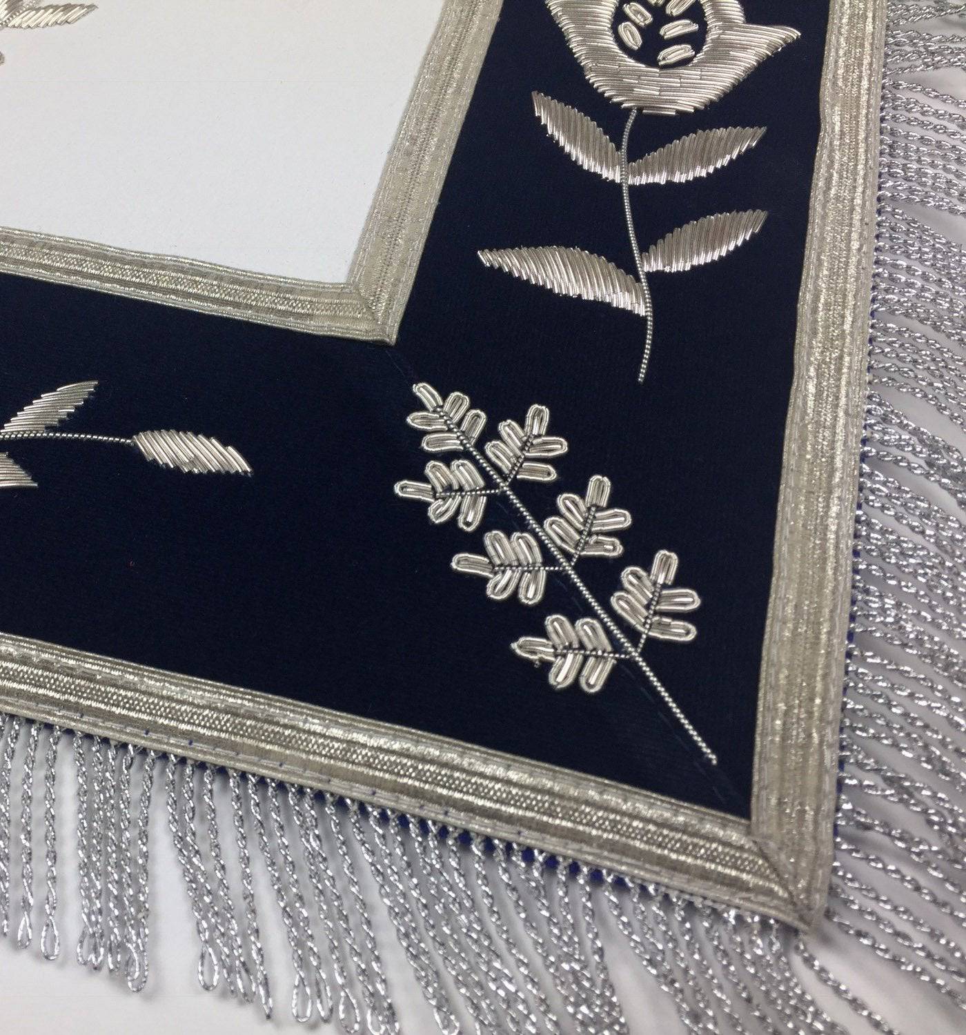 Past Master Blue Lodge Apron - Royal Navy Velvet Hand Embroidery - Bricks Masons