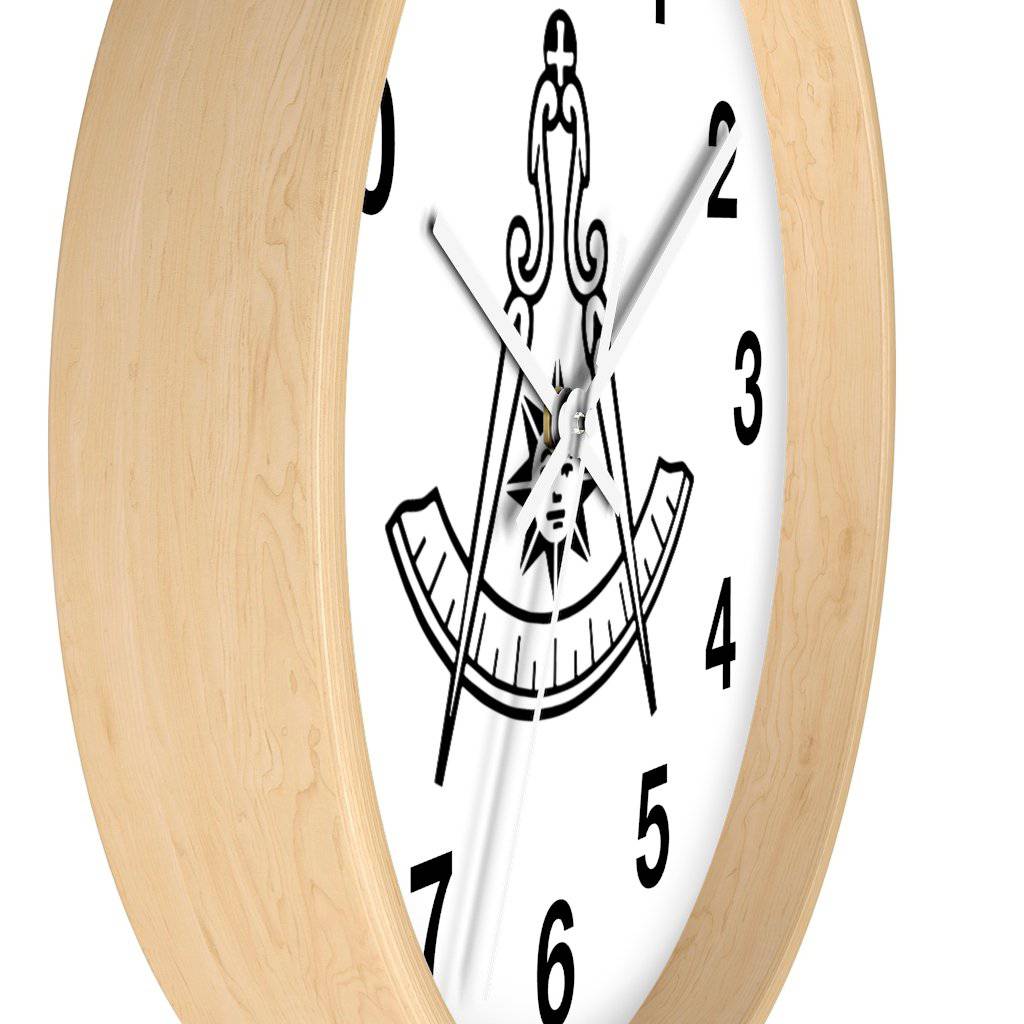 Past Master Blue Lodge Clock - Wooden Frame - Bricks Masons