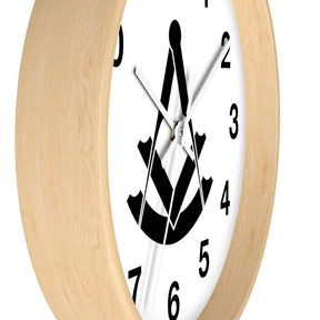 Past Master Blue Lodge Clock - Wooden Frame - Bricks Masons