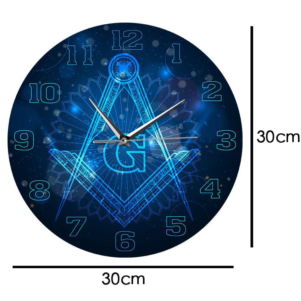 Master Mason Blue Lodge Clock - Square and Compass G Mute Digital LED