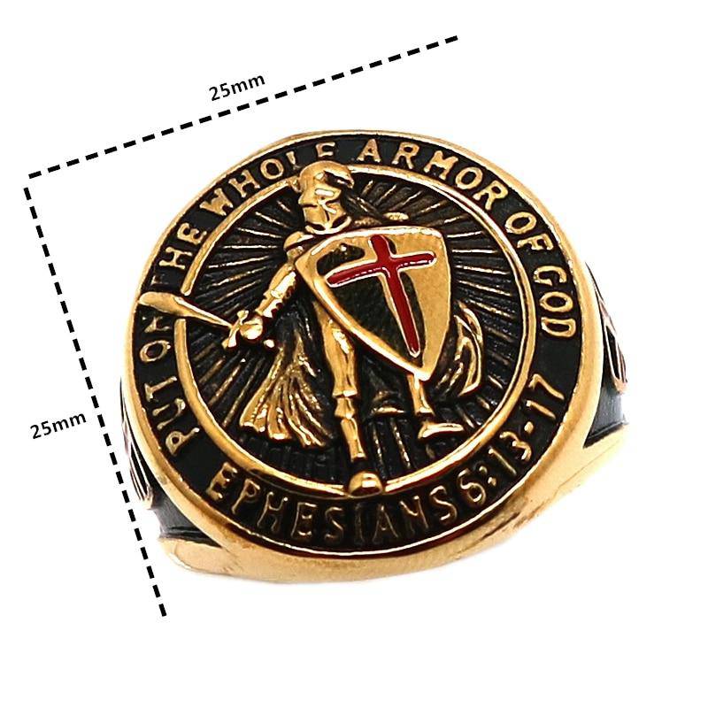 Knights Templar Commandery Ring - "Put On The Whole Armor Of God" Cross