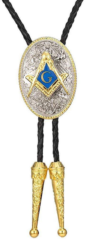 Master Mason Blue Lodge Bolo Tie - Square and Compass With G