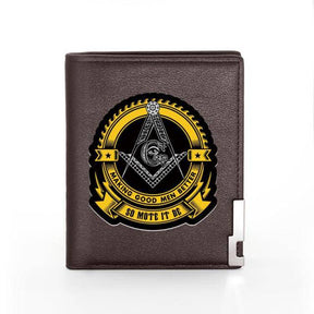 Master Mason Blue Lodge Wallet - Compass & Square with G with  Credit Card Holder (black, brown)