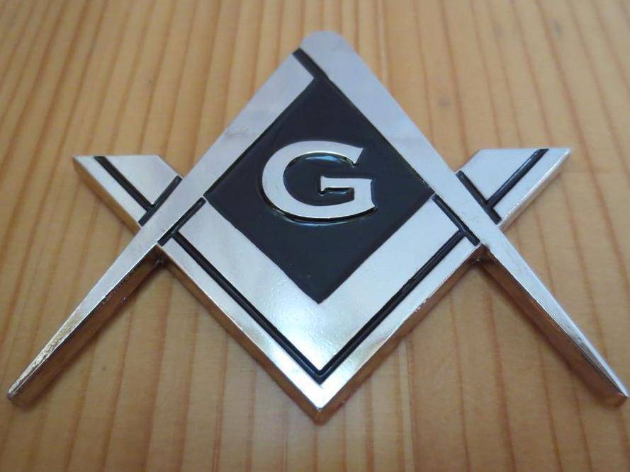 Master Mason Blue Lodge Car Emblem - Compass And Square G Medallion