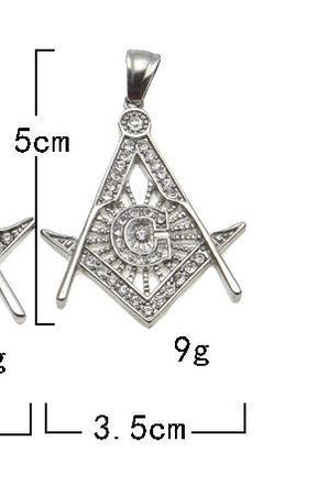 Master Mason Blue Lodge Necklace - All Rhinestone Square & Compass