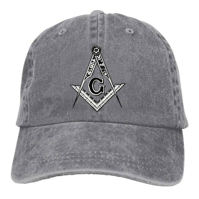 Master Mason Blue Lodge Baseball Cap - Square Compass G Symbol Adjustable Denim