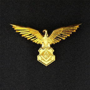 Master Mason Blue Lodge Lapel Pin - Eagle Dividers Trisquare Silver & Gold